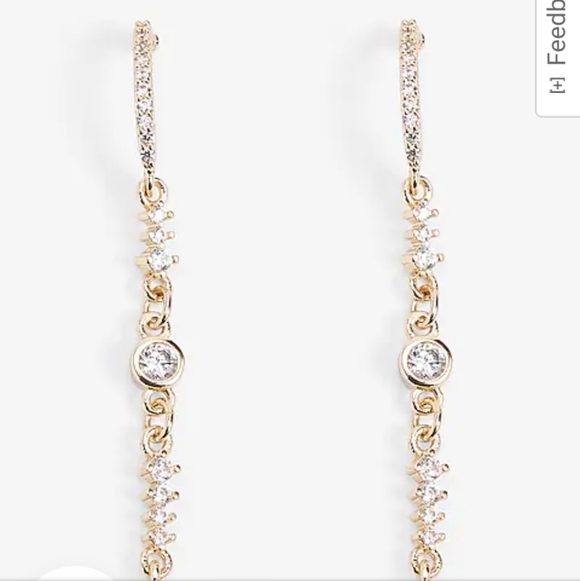 Express Gold Rhinestone dangle earrings NWT - Picture 10 of 14